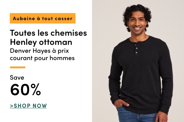 Aubaine à Tout Casser Toutes les chemises Henley ottoman Denver Hayes à prix courant pour hommes économisez 60%